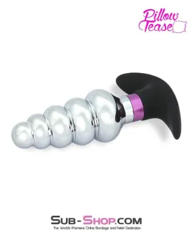 0381E      Ripple Purple and Polished Aluminum Butt Plug with Silicone Base - MEGA Deal