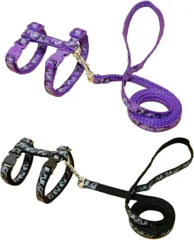 2 Pack Cat Harness and Leash Set with Collar, Escape Proof & Adjustable Kitten Harness for Small to Medium Cats, Walking & Travel Set (Black   Purple)