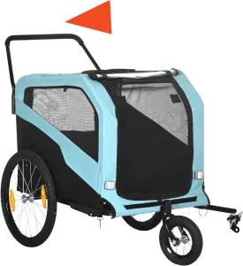 Aosom 2-in-1 Dog Bike Trailer Pet Stroller Carrier for Large Dogs with Hitch, Quick-Release Wheels, Foot Support, Pet Bicycle Cart Wagon Cargo for Travel