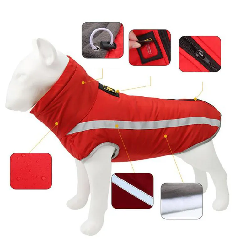 Autumn and winter new dog clothes reflective warm dog outdoor jacket