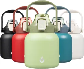 BJPKPK Insulated Water Bottles with Straw, 27 oz Cute Water Bottles with Handle, BPA Free Stainless Steel Metal Thermos, Easy Carry Thermos for Men & Women, Light Green