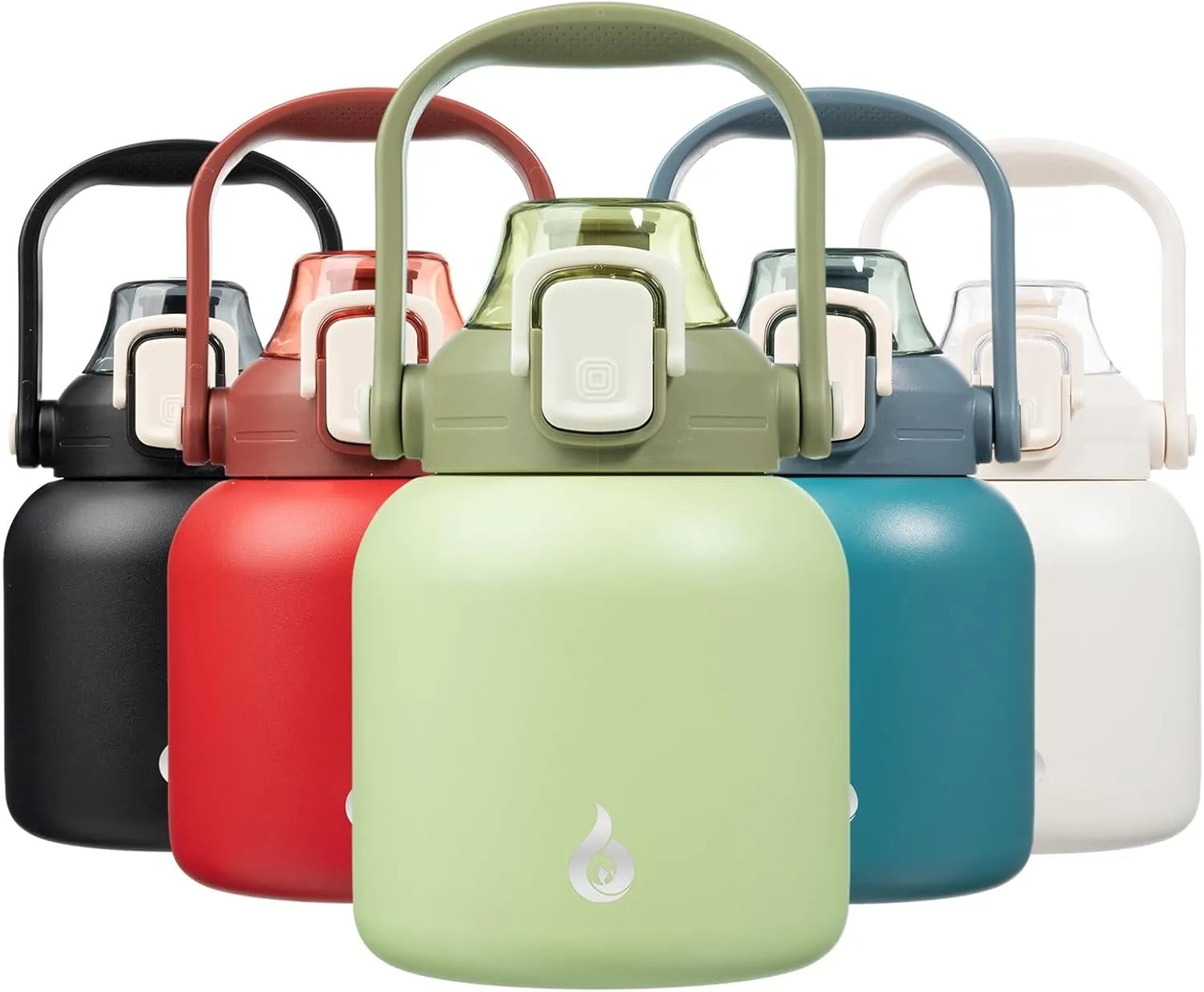 BJPKPK Insulated Water Bottles with Straw, 27 oz Cute Water Bottles with Handle, BPA Free Stainless Steel Metal Thermos, Easy Carry Thermos for Men & Women, Light Green