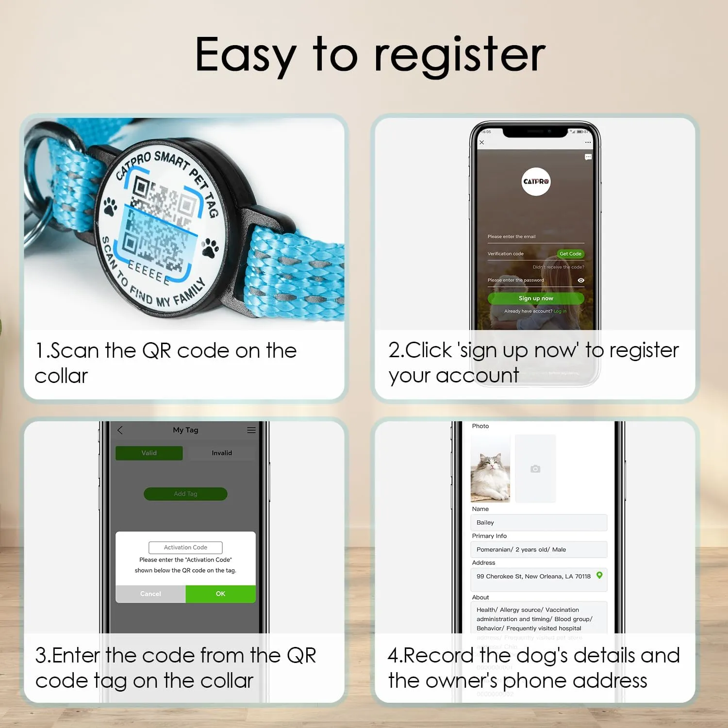 Cat Collar Pet ID Tag with Smart QR Code,Real-time scan alerts,Modifiable and Shareable Pet Profile,Reflective Nylon with Bell, Secure Breakaway, No Subscription or fees,Blue-S