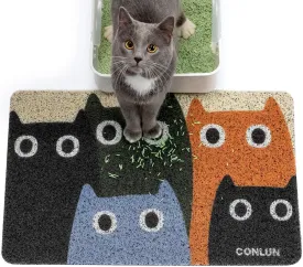 Cat Litter Mat Litter Trapping Mat, Premium Durable PVC Cute Cat Litter Box Mat, Non-Slip, Less Waste Kitty Litter Mat, Soft on Kittys Paws, 24x 17 cat matts for Litter, Cats