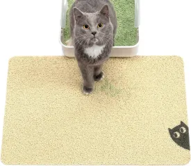 Cat Litter Mat Litter Trapping Mat, Premium Durable PVC Cute Cat Litter Box Mat, Non-Slip, Less Waste Kitty Litter Mat, Soft on Kittys Paws, 24x 17 cat matts for Litter