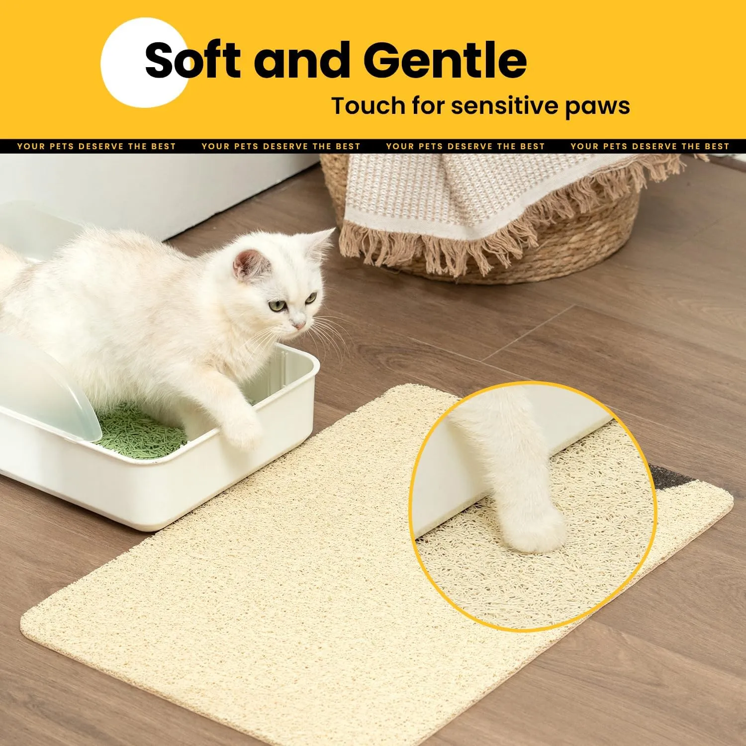Cat Litter Mat Litter Trapping Mat, Premium Durable PVC Cute Cat Litter Box Mat, Non-Slip, Less Waste Kitty Litter Mat, Soft on Kittys Paws, 24x 17 cat matts for Litter
