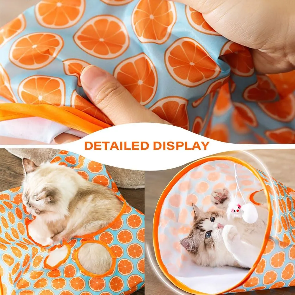 Cat Tunnel Bags for Indoor Cats, 2025 New Pet Cat Play Tunnel Toy, Collapsible Interactive Cat Drill Bag Pet Toy with Plush Ball Cat Self Interactive Toys (Hedgehog-Gray)
