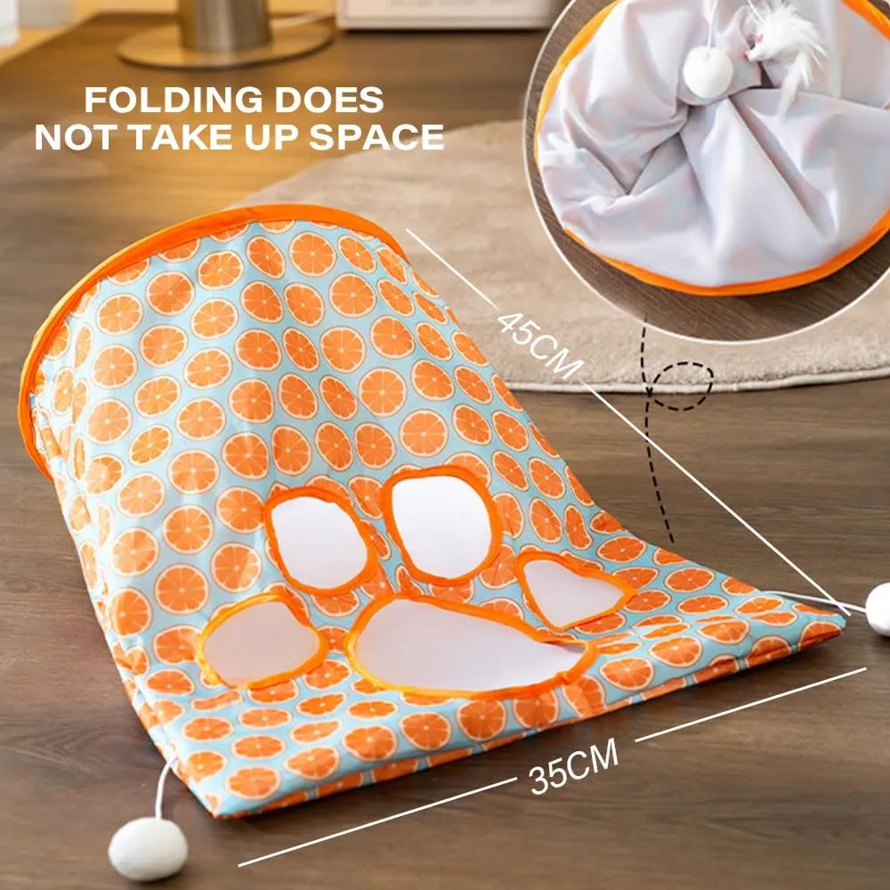 Cat Tunnel Bags for Indoor Cats, 2025 New Pet Cat Play Tunnel Toy, Collapsible Interactive Cat Drill Bag Pet Toy with Plush Ball Cat Self Interactive Toys (Hedgehog-Gray)