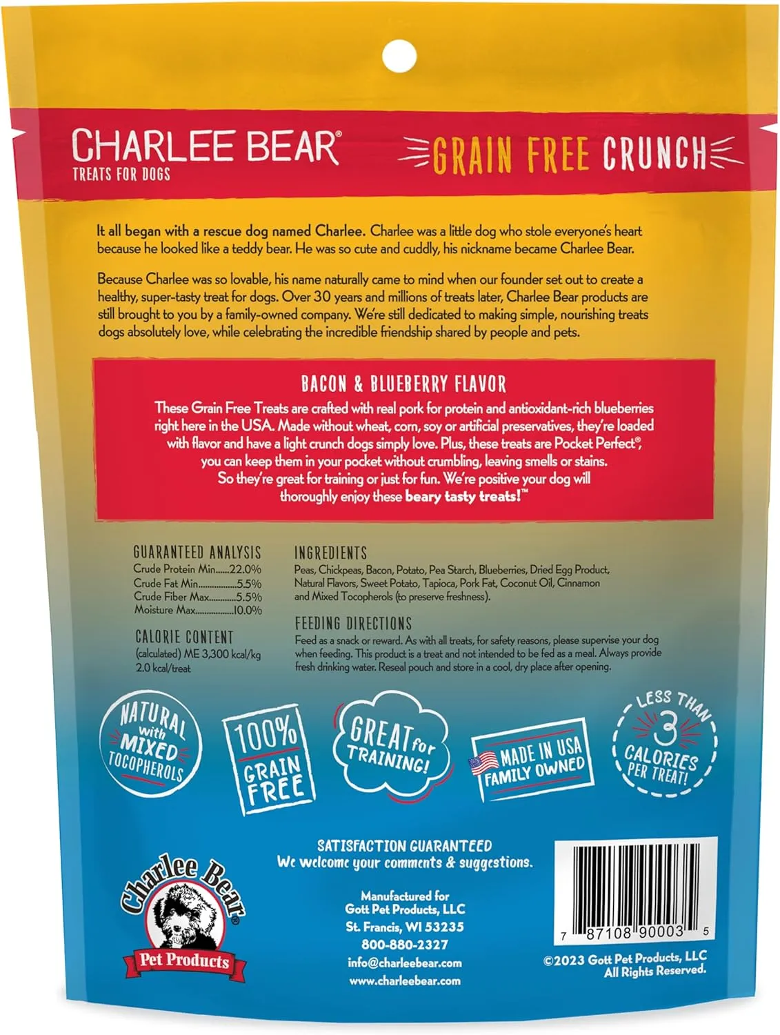 Charlee Bear Grain-Free Bear Crunch Bacon & Blueberry Flavor 8 oz