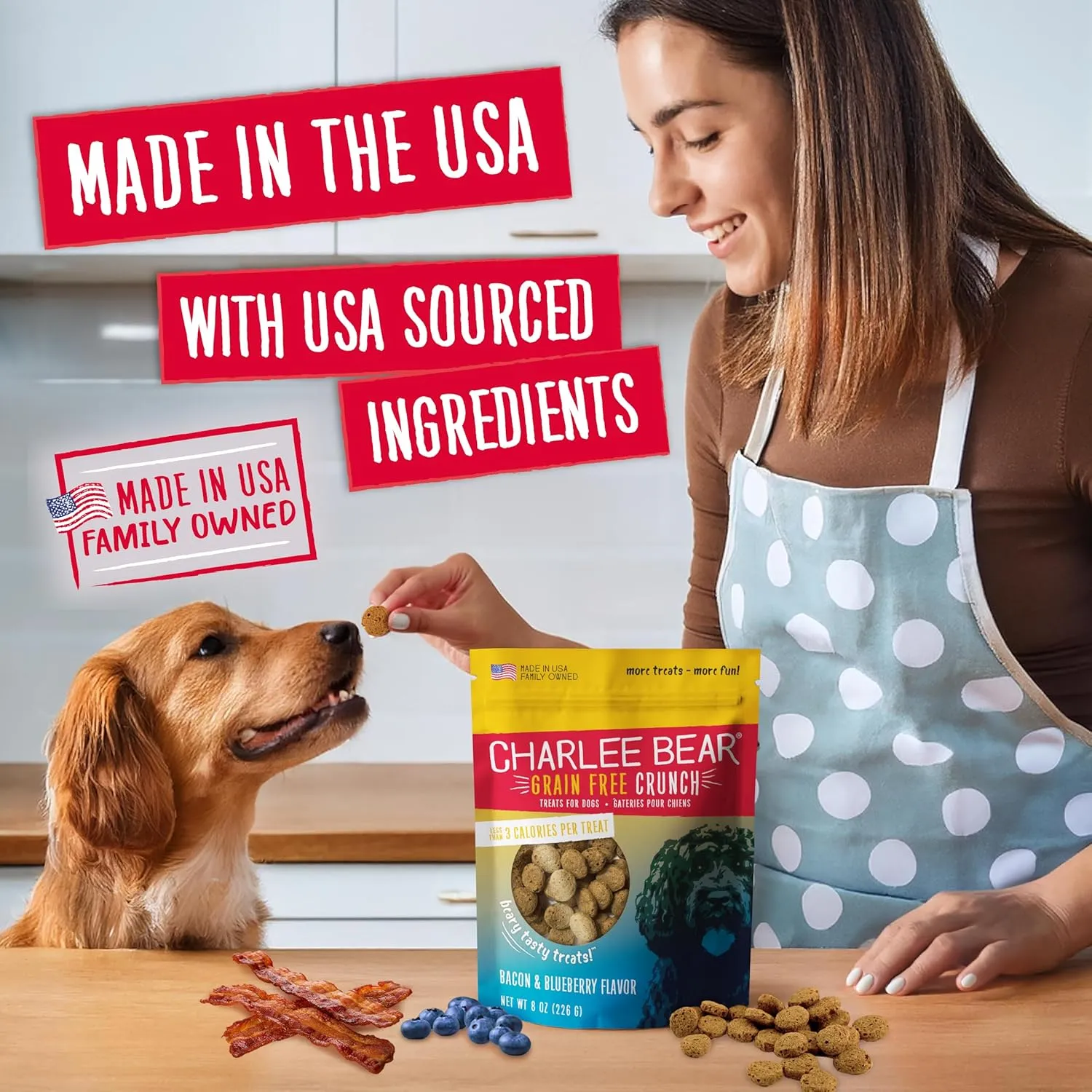 Charlee Bear Grain-Free Bear Crunch Bacon & Blueberry Flavor 8 oz