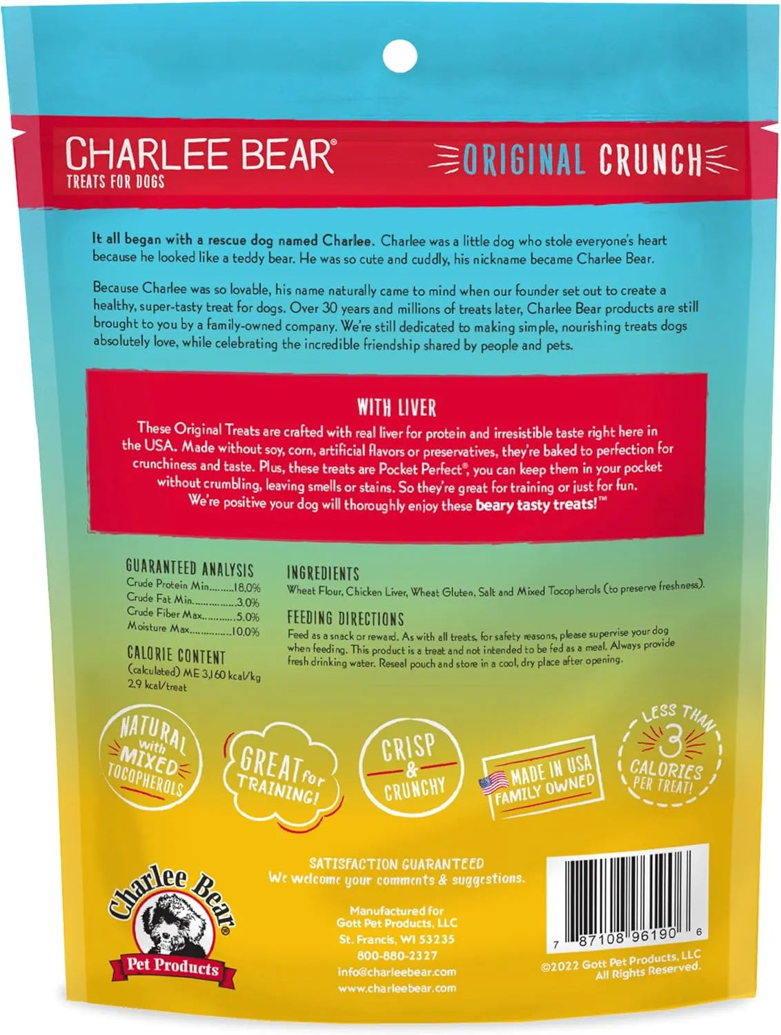 Charlee Bear Original Dog Treats, Chicken Liver, 16 oz