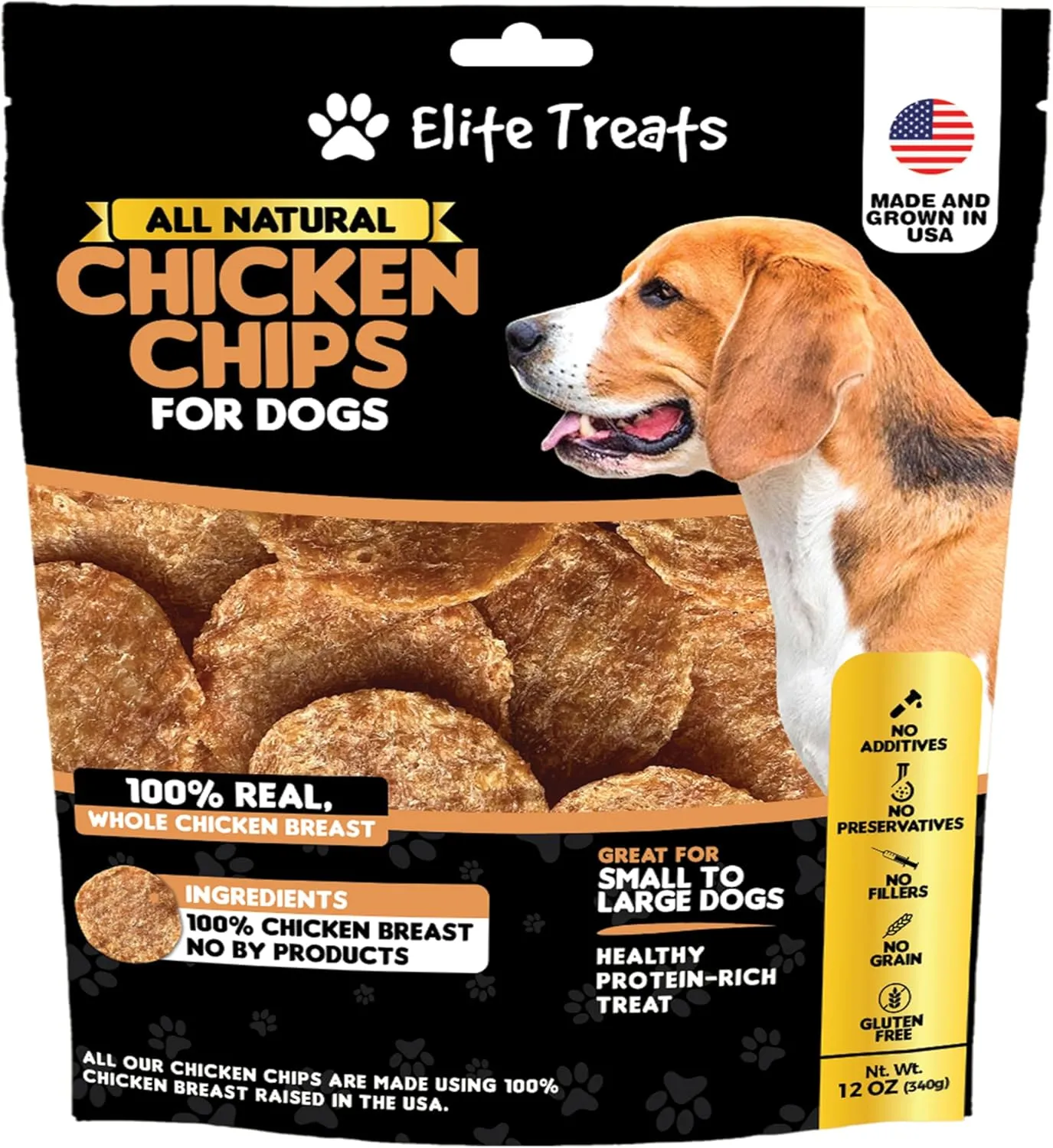 Chicken Chips 12 oz, Dehydrated Chicken Dog Treats, All Natural, Single Ingredient, USA Made, for Small to Large Dogs
