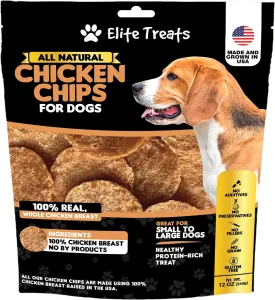 Chicken Chips 12 oz, Dehydrated Chicken Dog Treats, All Natural, Single Ingredient, USA Made, for Small to Large Dogs