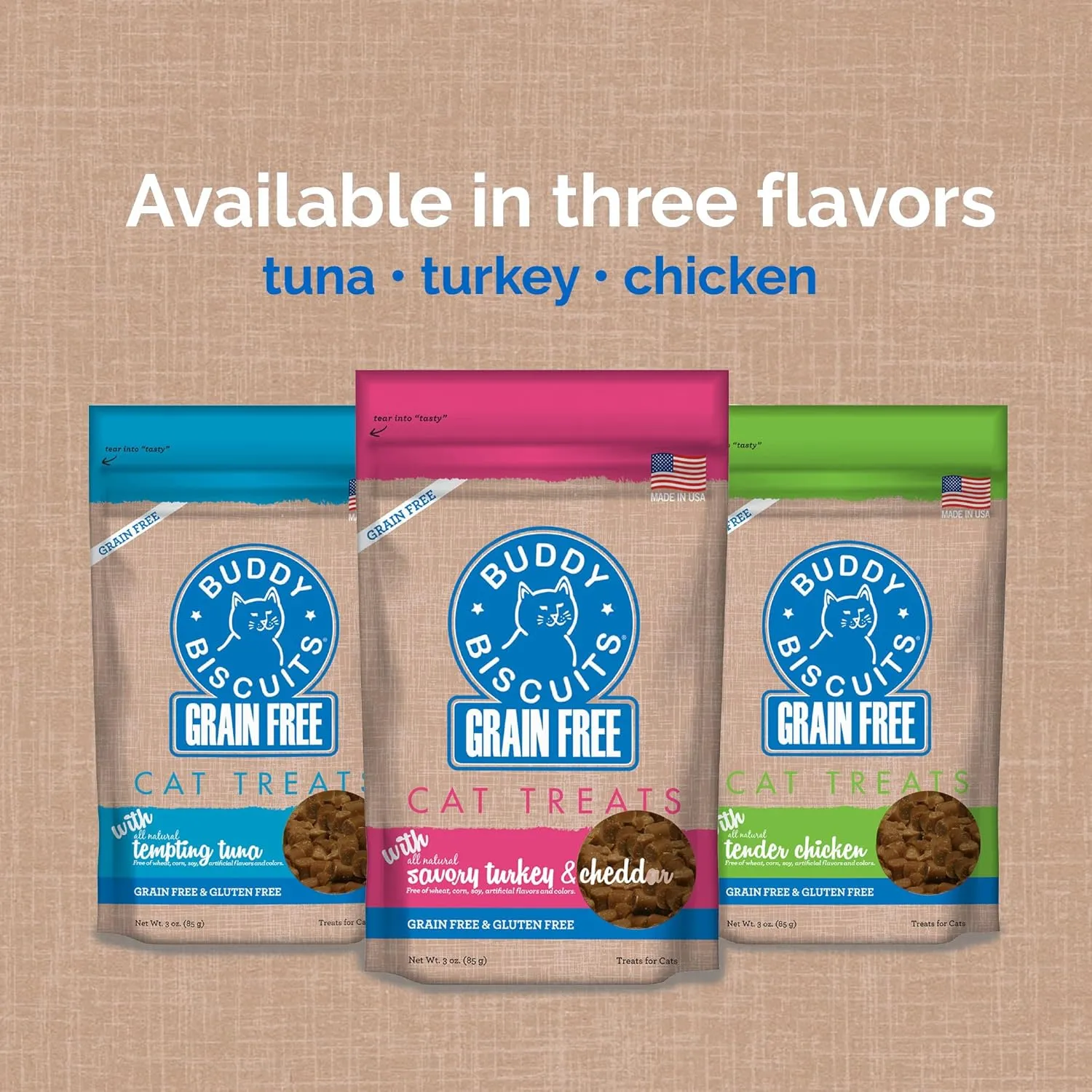 Cloud Star Buddy Biscuits 3 oz Pouch of Grain Free Soft & Chewy Cat Treats Made with Natural Tender Chicken (Pack of 2)
