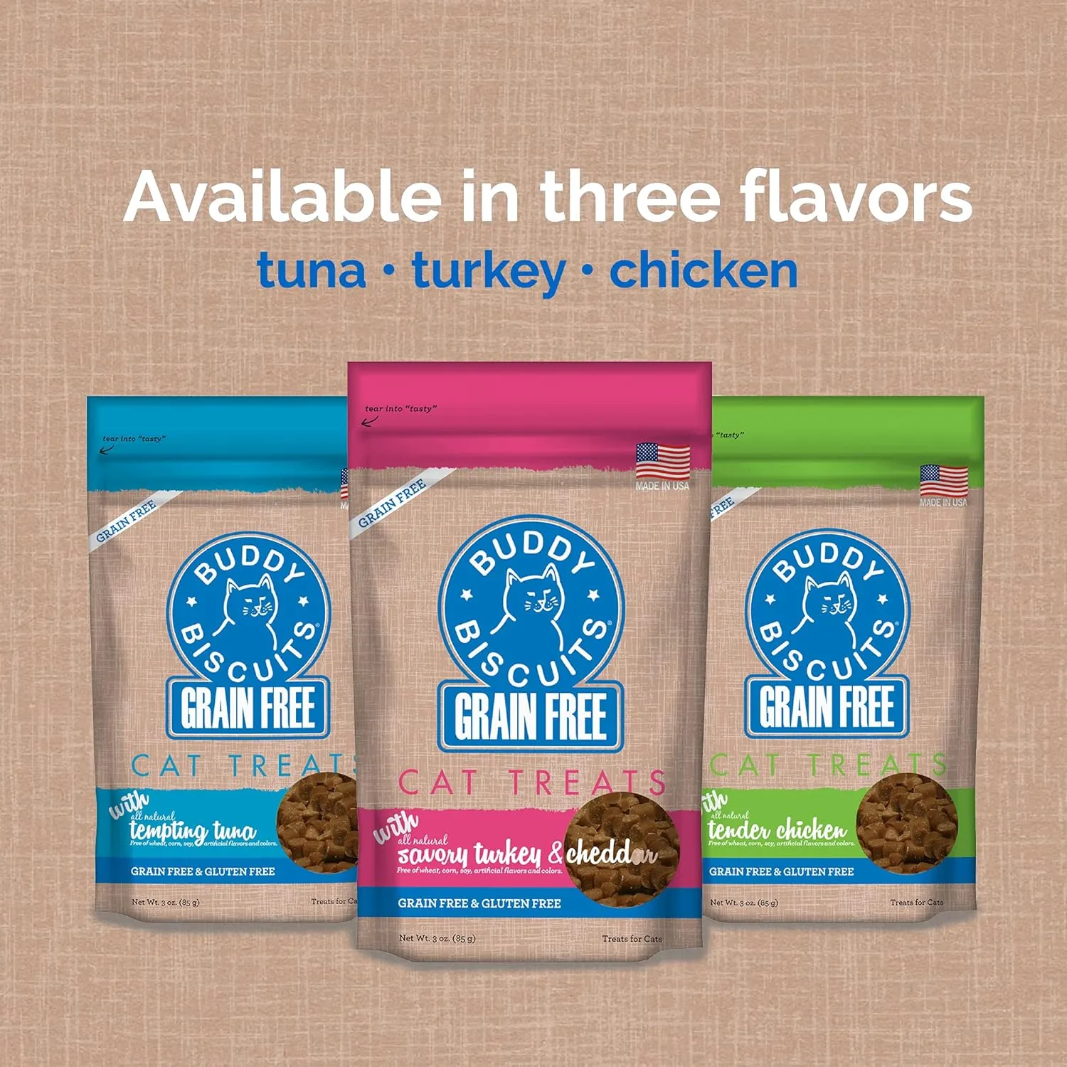 Cloud Star Buddy Biscuits 3 oz Pouch of Grain Free Soft & Chewy Cat Treats Made with Natural Tender Chicken (Pack of 2)