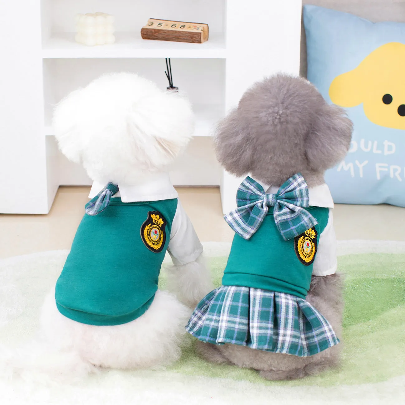 Dog Clothes Spring & Summer | New Teddy & Bichon Casual Fashion Pet Clothes | 2024 College Style Couple Suit