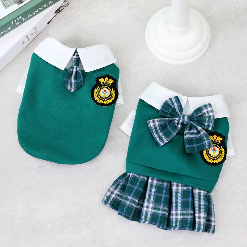 Dog Clothes Spring & Summer | New Teddy & Bichon Casual Fashion Pet Clothes | 2024 College Style Couple Suit