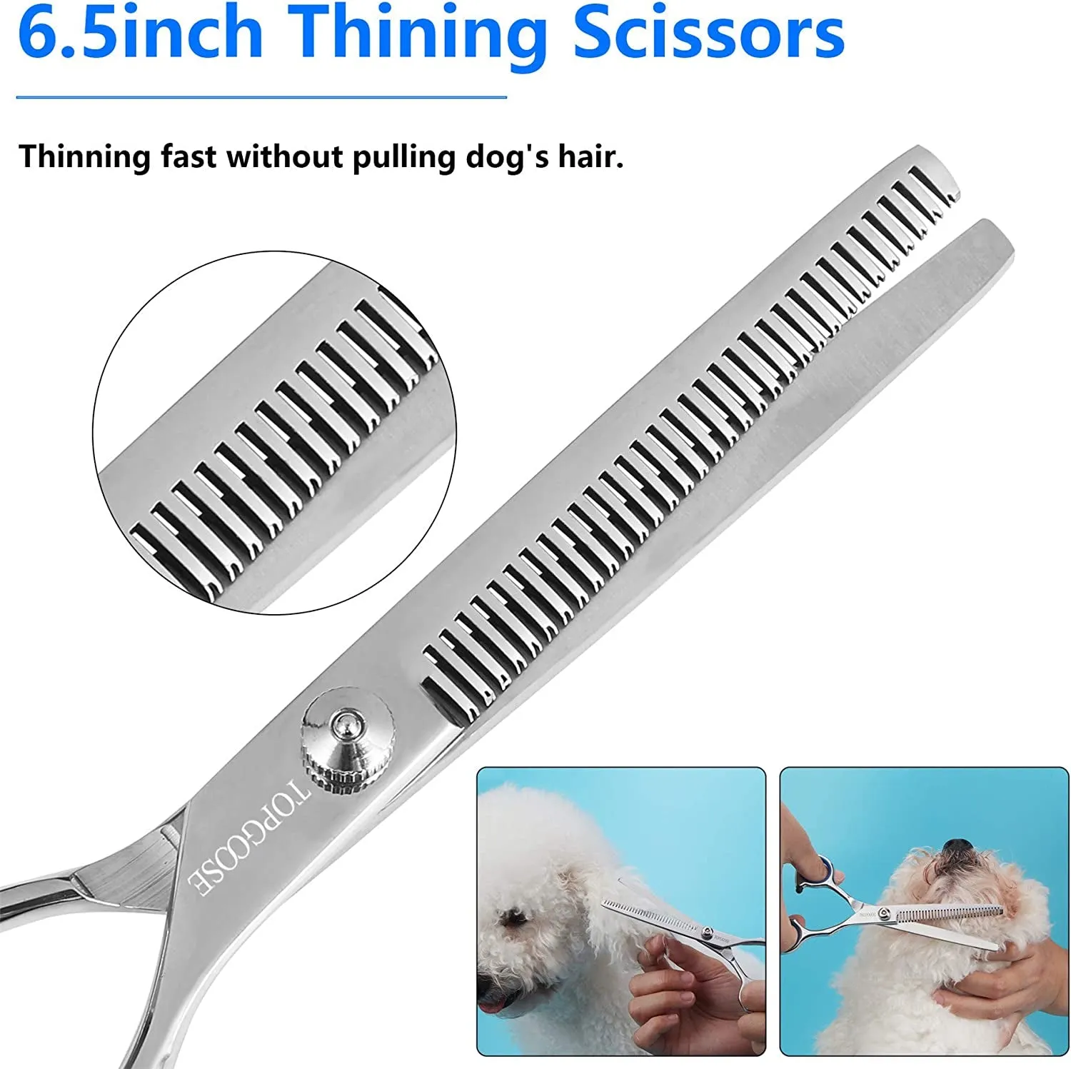 Dog Grooming Scissors Set, Safety round Tip, Grooming Tools 6 Pieces Kit for Dogs