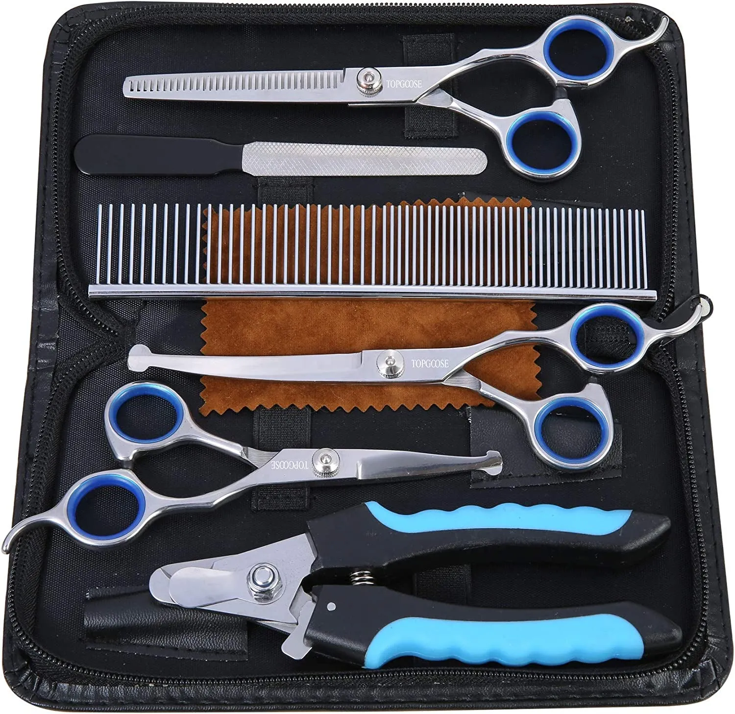 Dog Grooming Scissors Set, Safety round Tip, Grooming Tools 6 Pieces Kit for Dogs