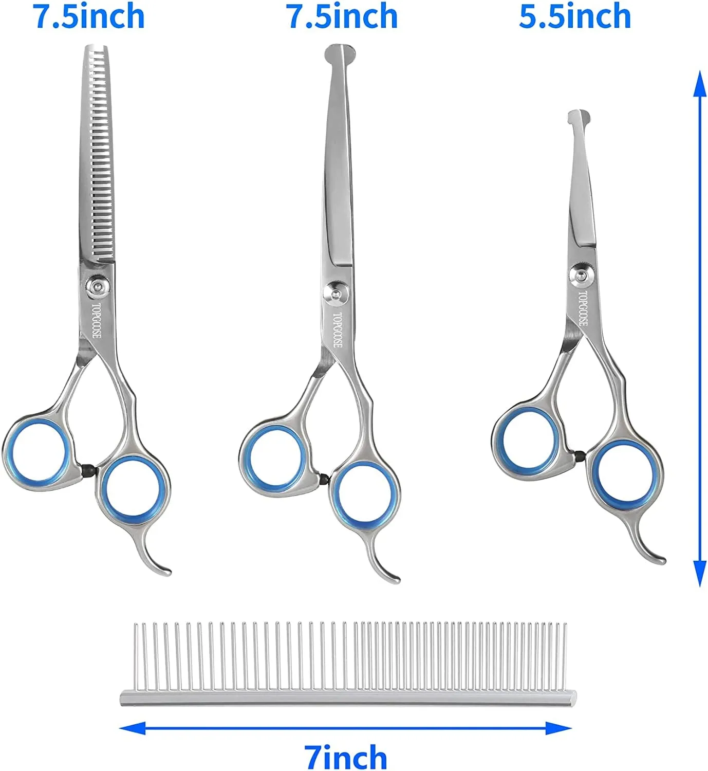 Dog Grooming Scissors Set, Safety round Tip, Grooming Tools 6 Pieces Kit for Dogs