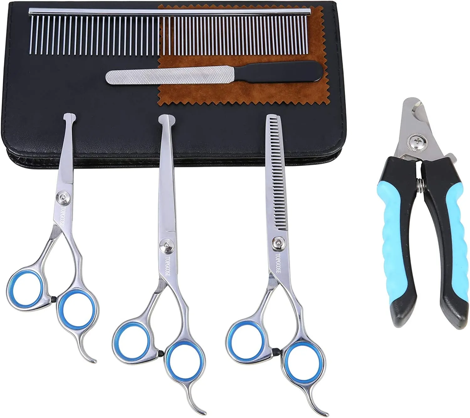Dog Grooming Scissors Set, Safety round Tip, Grooming Tools 6 Pieces Kit for Dogs