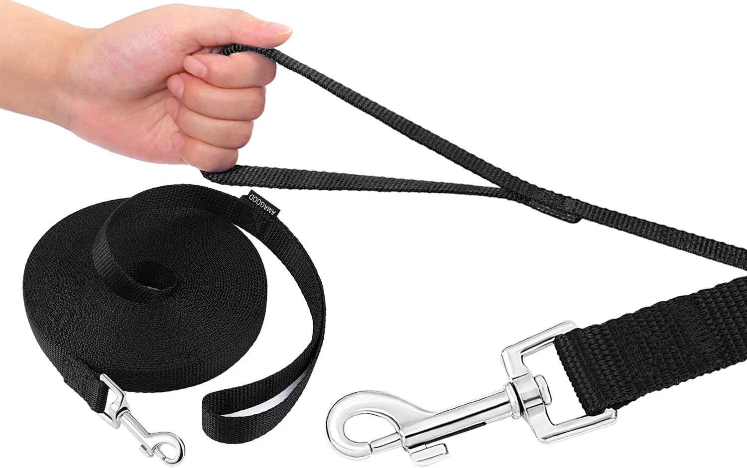 Dog Leashes,Long Dog Leashes for Puppy Training,15FT 20FT 30FT 50FT 100 FT Long Puppy Lead for Large Medium Small Dogs Outside Walking, Playing(30 feet, Black)