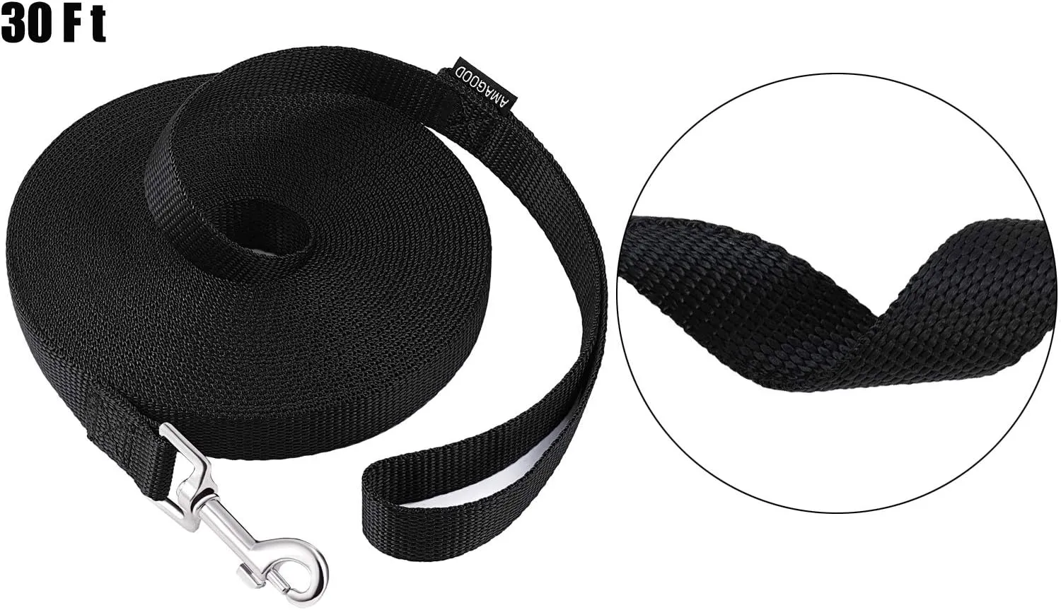Dog Leashes,Long Dog Leashes for Puppy Training,15FT 20FT 30FT 50FT 100 FT Long Puppy Lead for Large Medium Small Dogs Outside Walking, Playing(30 feet, Black)