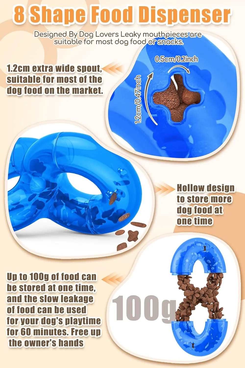 Dog Pet Food Treat Feeder Chew Tooth Cleaning Ball Dog Toy Ball, Nontoxic Bite Food Ball Dogs Cats Training Exercise Toy, Exercise Game IQ Training Ball-Feeder Toy (Blue with Ball)