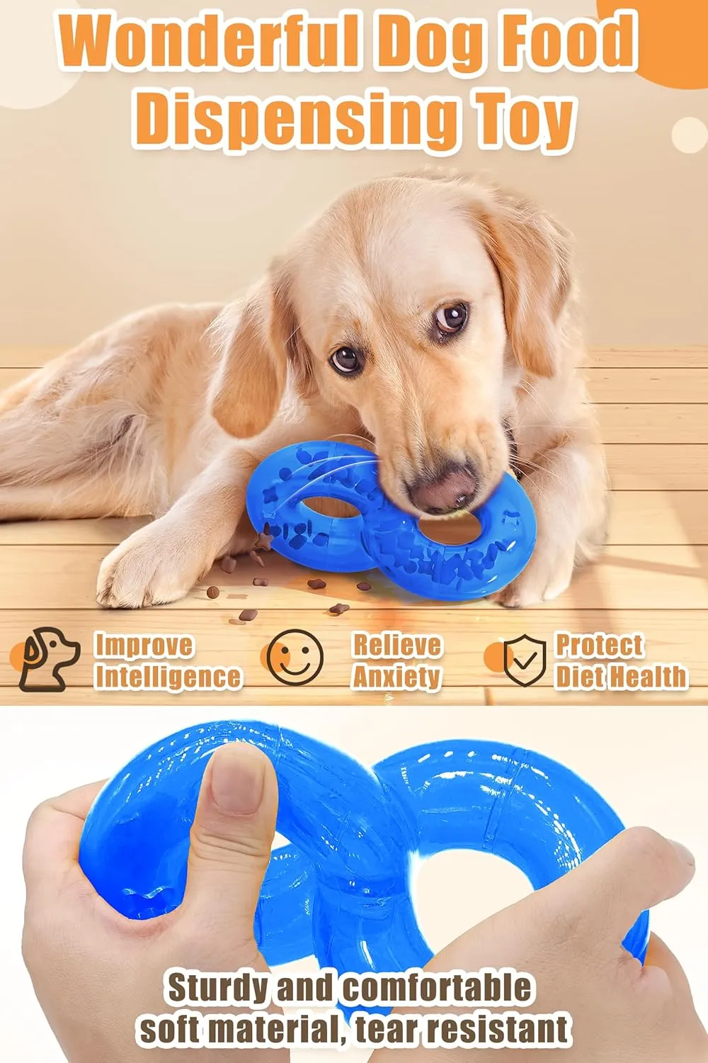 Dog Pet Food Treat Feeder Chew Tooth Cleaning Ball Dog Toy Ball, Nontoxic Bite Food Ball Dogs Cats Training Exercise Toy, Exercise Game IQ Training Ball-Feeder Toy (Blue with Ball)