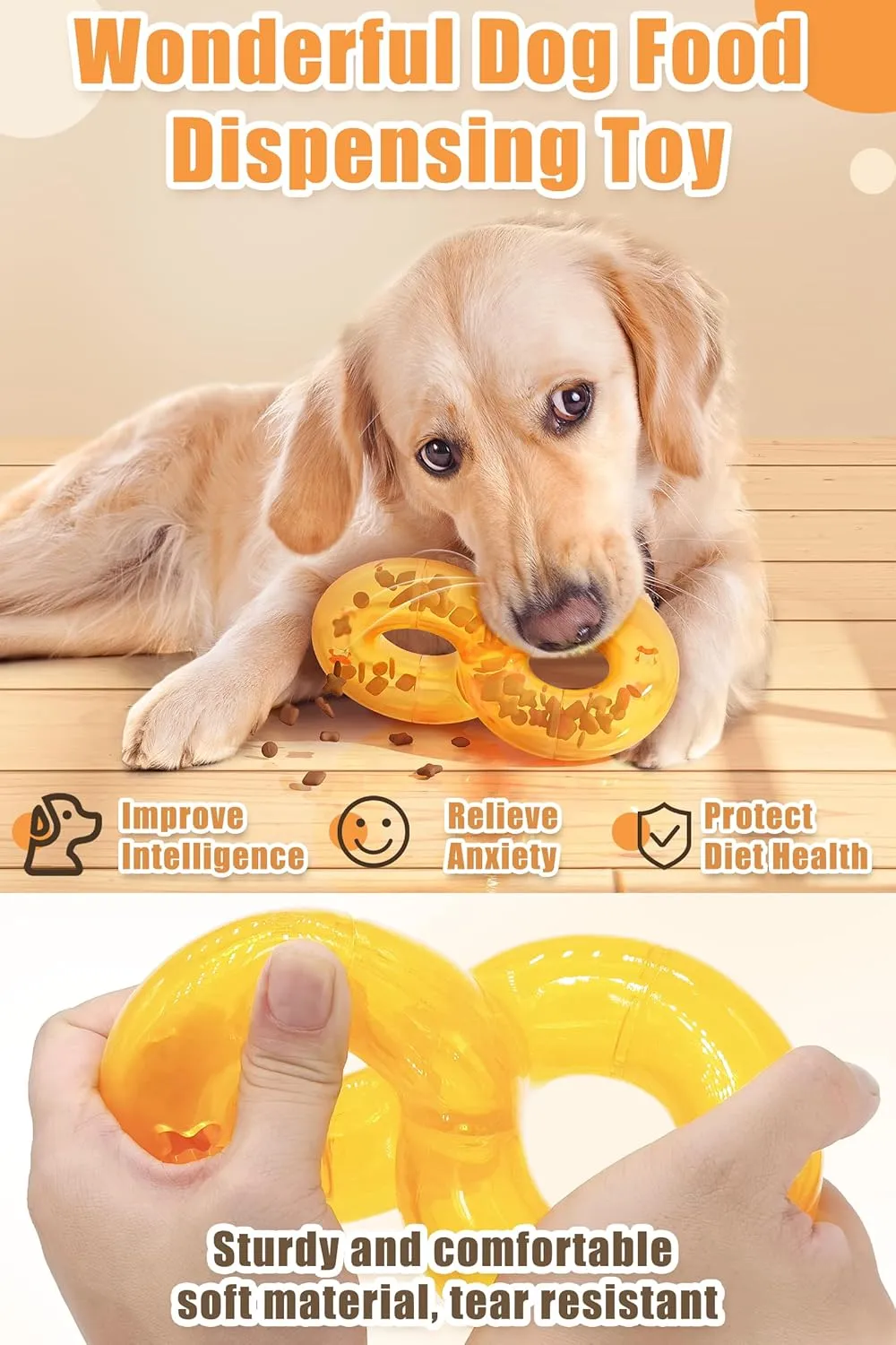 Dog Pet Food Treat Feeder Chew Tooth Cleaning Ball Dog Toy Ball, Nontoxic Bite Food Ball Dogs Cats Training Exercise Toy, Exercise Game IQ Training Ball-Feeder Toy (with White Ball)