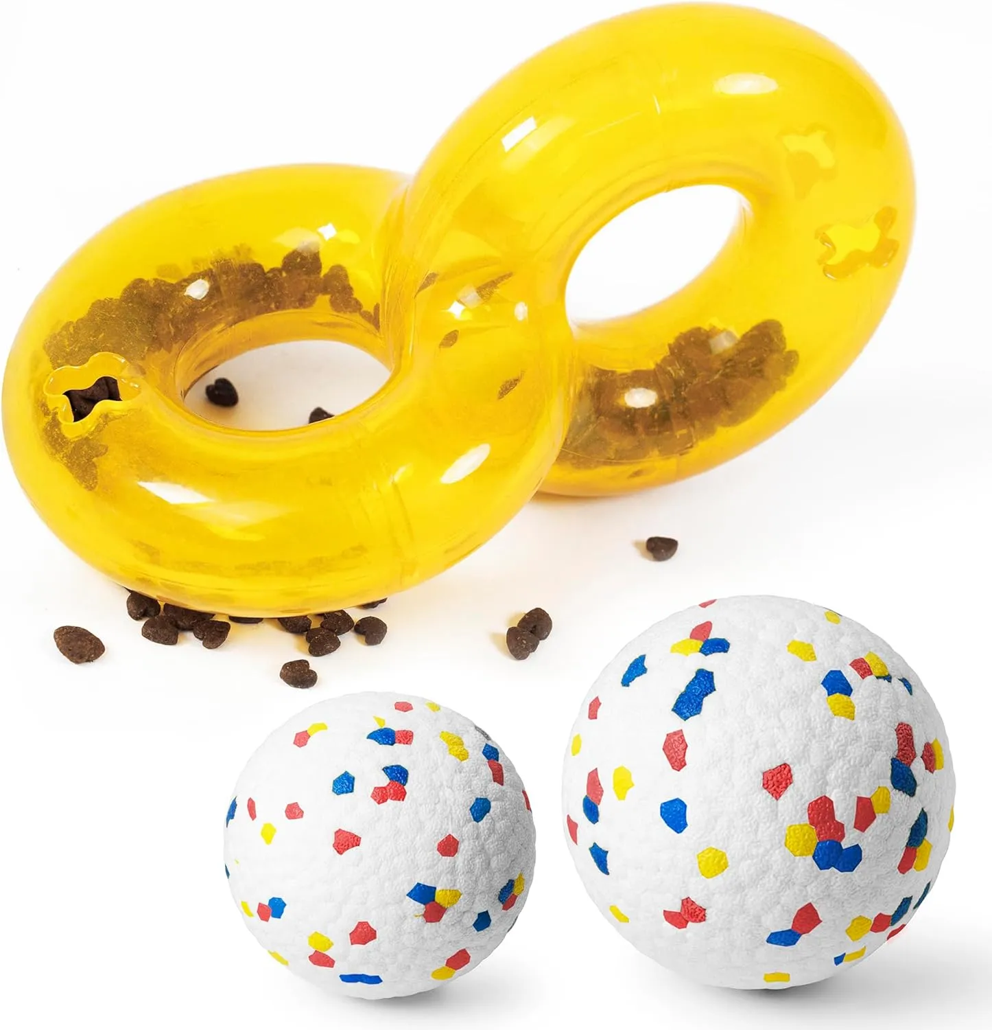 Dog Pet Food Treat Feeder Chew Tooth Cleaning Ball Dog Toy Ball, Nontoxic Bite Food Ball Dogs Cats Training Exercise Toy, Exercise Game IQ Training Ball-Feeder Toy (with White Ball)
