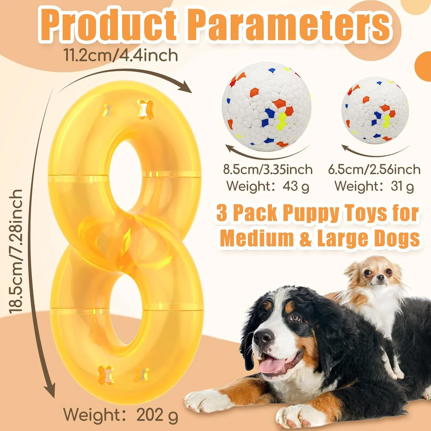 Dog Pet Food Treat Feeder Chew Tooth Cleaning Ball Dog Toy Ball, Nontoxic Bite Food Ball Dogs Cats Training Exercise Toy, Exercise Game IQ Training Ball-Feeder Toy (with White Ball)