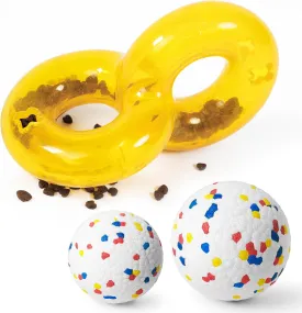 Dog Pet Food Treat Feeder Chew Tooth Cleaning Ball Dog Toy Ball, Nontoxic Bite Food Ball Dogs Cats Training Exercise Toy, Exercise Game IQ Training Ball-Feeder Toy (with White Ball)