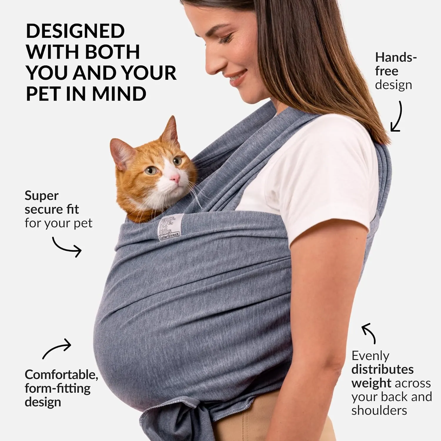 Dog Sling Carrier for Small Dogs - Anti-Anxiety Cat Sling, Puppy Pouch - Pet Sling in Gray Black Blue Green Pink Yellow (Gray, Standard)