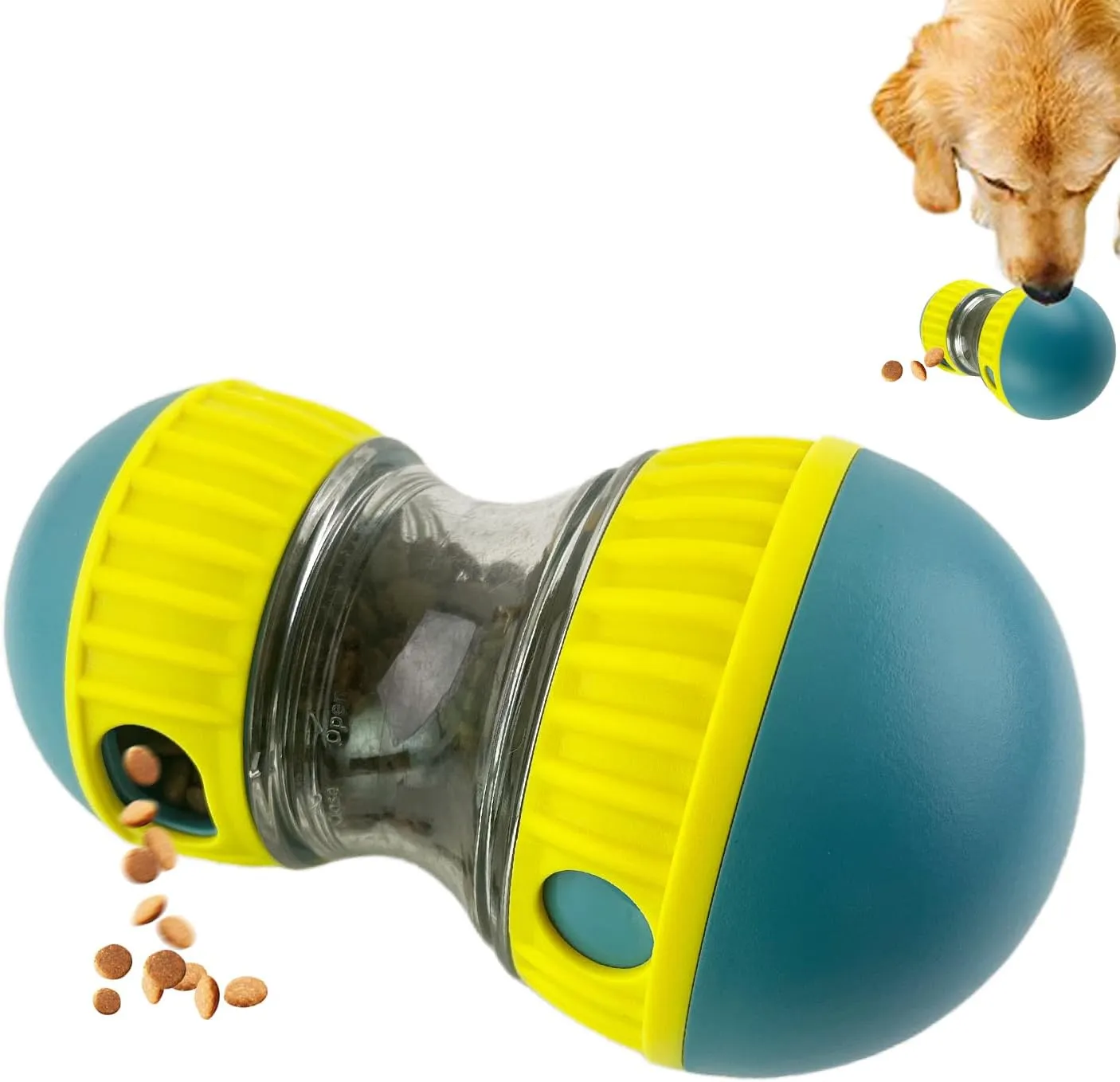 Dog Treat Ball, Adjustable Dispensing Interactive Toys Indestructible Puzzles Feeder Slow Feeding, Pet Cat Enrichment Toys, Dog Interactive Toy for Boredom Intelligence (Green)