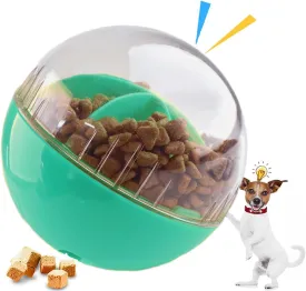 Dog Treat Ball, Adjustable Dispensing Interactive Toys, Squeaky Puppy Puzzle Toy for Boredom Slow Feeder (Blue)