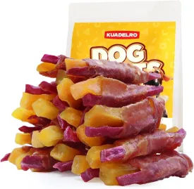 Dog Treats Duck Wrapped Double Sweet Potato, High Protein Duck Jerky Training Treats Low Fat Dog Snacks Soft Healthy Chews for Small Medium Large Breed 10.58oz/12-15Pcs