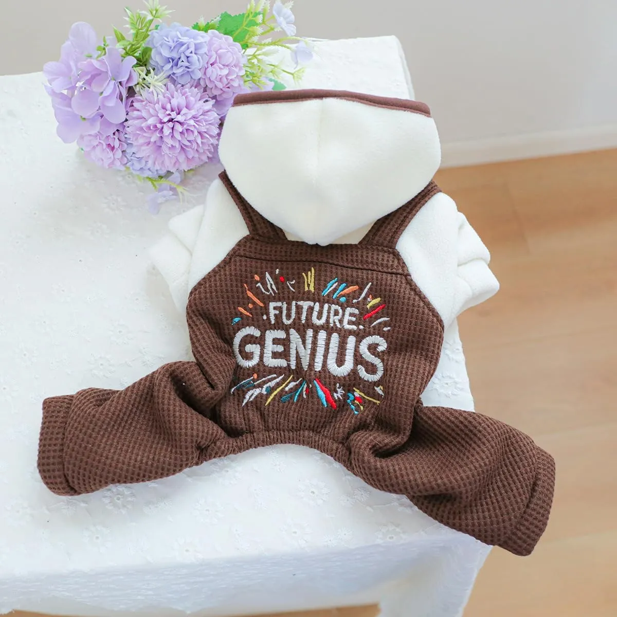Dog Winter Jumpsuit Puppy Stylish Hood Four-Legged Clothes Small Dog Fleece Lined Coats Cozy Warm Pajamas Hoodies Dog Cute One Piece Outfits Chihuahua Clothes Christmas Holiday Birthday Dog Coats