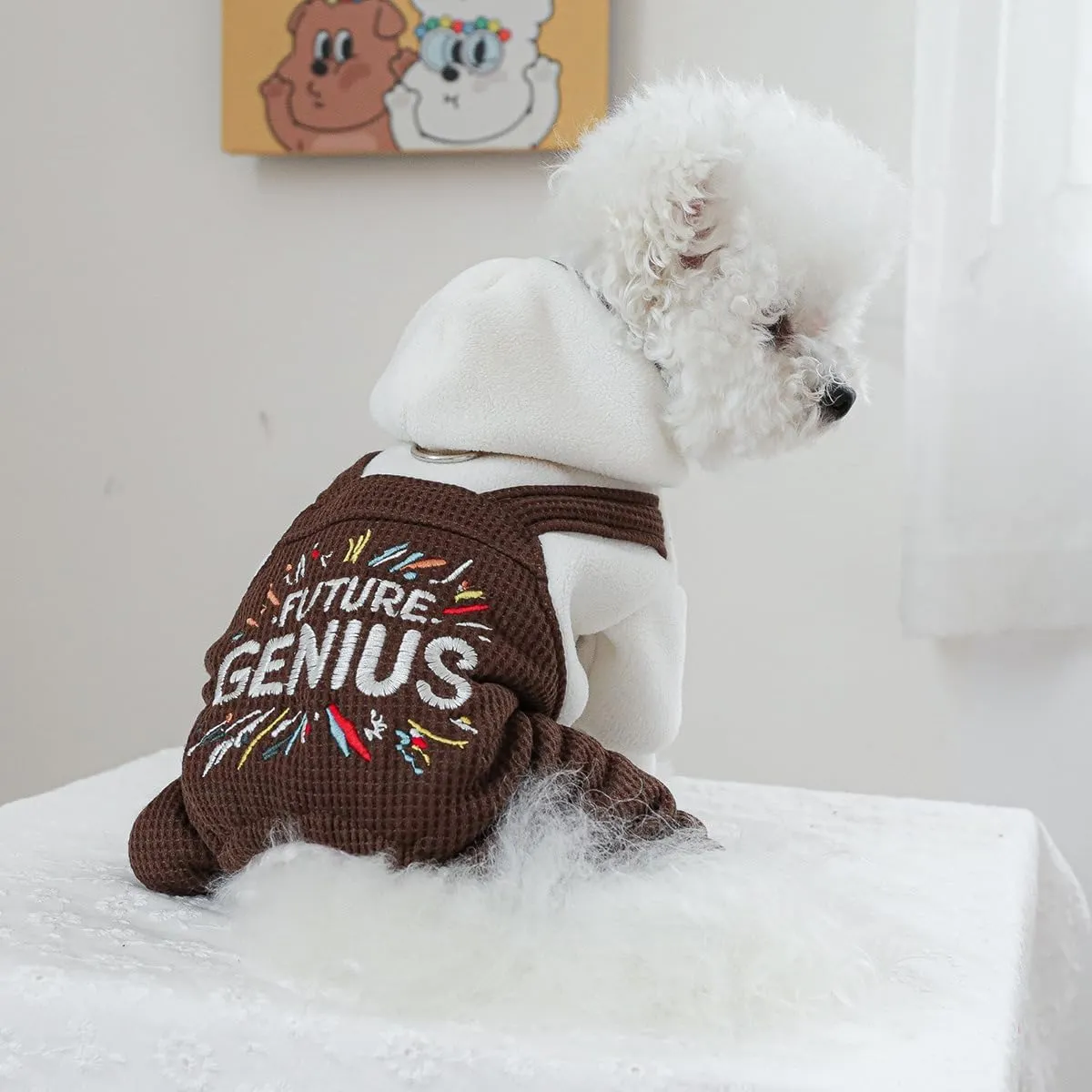 Dog Winter Jumpsuit Puppy Stylish Hood Four-Legged Clothes Small Dog Fleece Lined Coats Cozy Warm Pajamas Hoodies Dog Cute One Piece Outfits Chihuahua Clothes Christmas Holiday Birthday Dog Coats