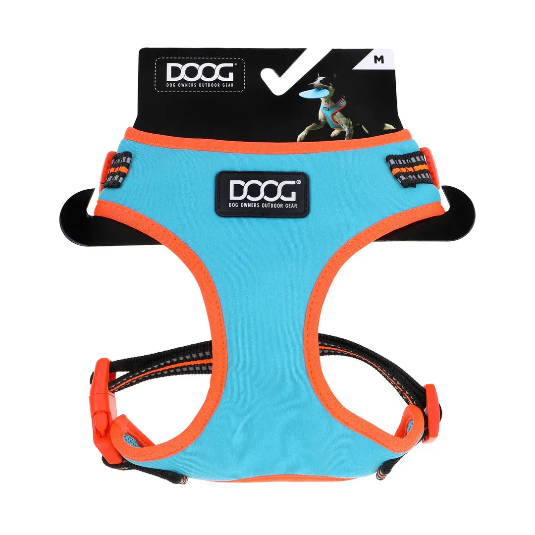 DOOG Neoflex Neoprene Beethoven Neon Blue and Orange Dog Harness Extra Large^^^