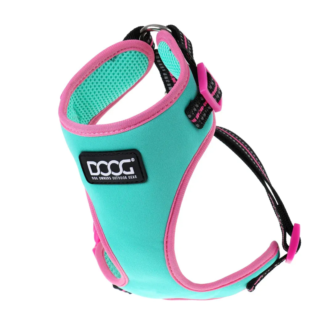 DOOG Neoflex Neoprene Rin Tin Tin Neon Teal and Pink Dog Harness Extra Small