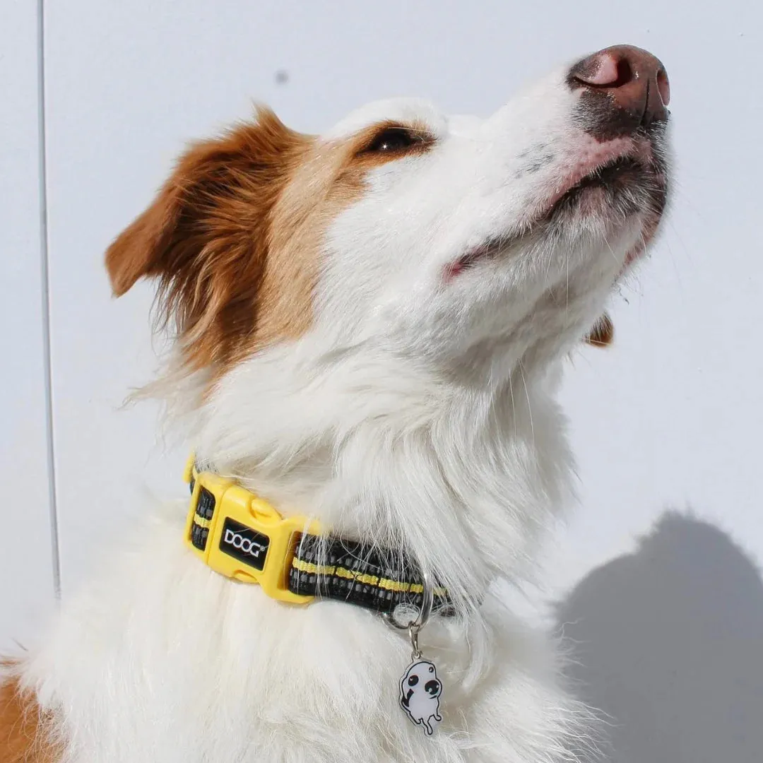 DOOG Neoprene Bolt Neon Black and Yellow Dog Collar Large^^^