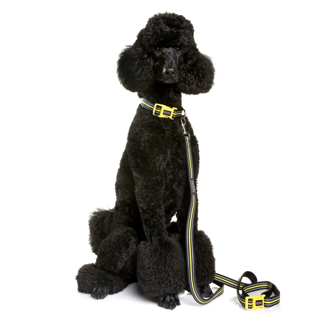 DOOG Neoprene Bolt Neon Black and Yellow Dog Collar Large^^^