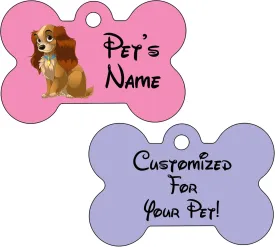 Double Sided Pet ID Tags for Dogs & Cats Personalized for Your Pet (Lady, Bone Shaped)