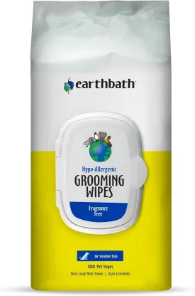 earthbath Dog Grooming Wipes - Dog Wipes for Paws and Butt, Pet Wipes for Dogs & Cats, Helps Itchy & Dry Skin -Fragrance Free, 100 Count (1 Pack)