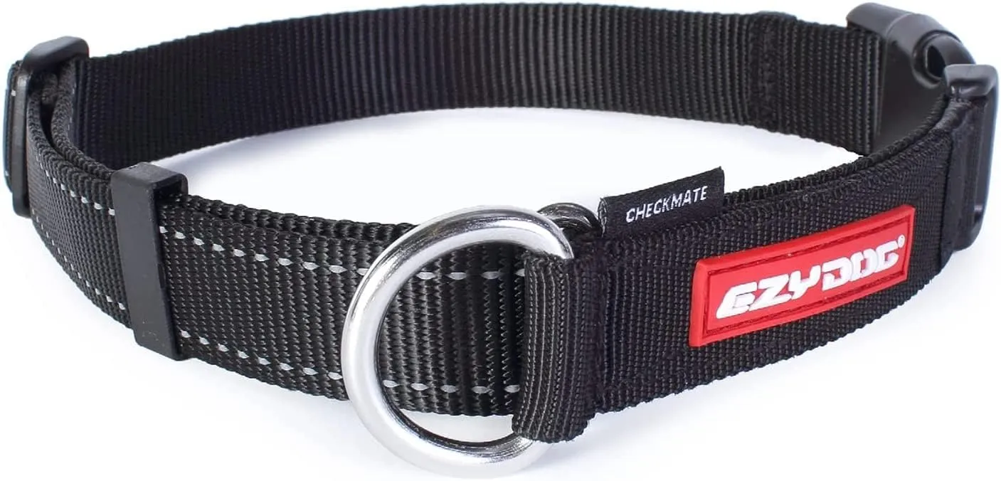 EzyDog Checkmate Martingale Collar for Dogs  Premium Nylon Training Dog Collar for Easy Control with no Choking (X-Large, Black)