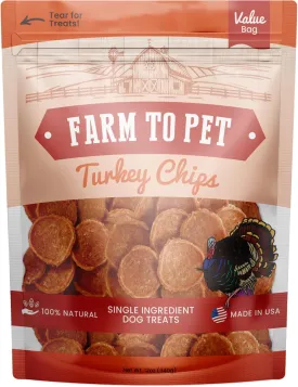 Farm To Pet Dog Training Treats, Healthy Turkey Dog Treats - Crunchy, Single Ingredient, All Natural Turkey Chips, Easy to Digest, Great for Dogs with Chicken Allergies, Made in USA