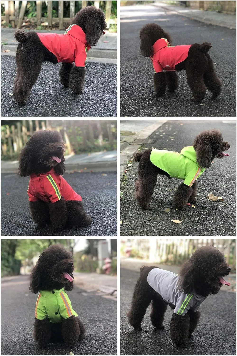 Fashion Hooded Pet Dog Raincoat, Lightweight Dog Rain Jacket Zipper Closure Rain Poncho with Reflective Strip for Small Medium Large Dogs Gray XS