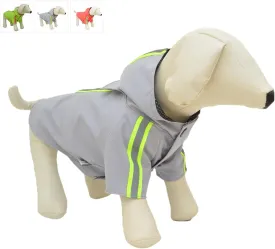 Fashion Hooded Pet Dog Raincoat, Lightweight Dog Rain Jacket Zipper Closure Rain Poncho with Reflective Strip for Small Medium Large Dogs Gray XS