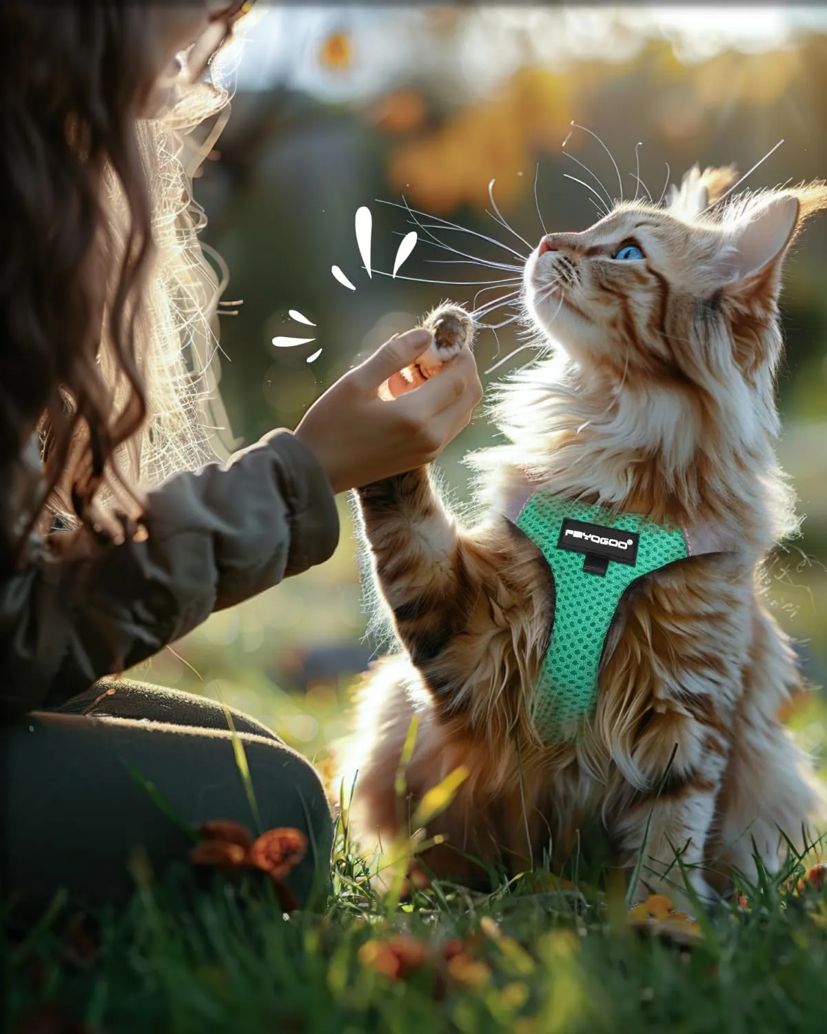 FAYOGOO Cat Harness and Leash Set | Upgrade Step-in Escape Proof Harness | Lightweight Soft Vest, No-Choke Design for Walking, Travel, Camping (Green)